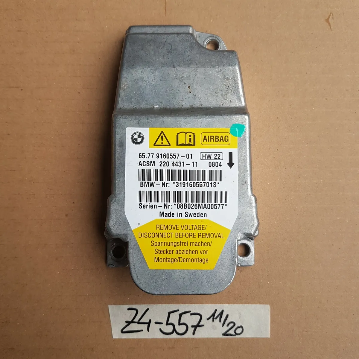 BMW Z4 E85 E86 Steuergerät  Airbag Sensor Modul 9160557