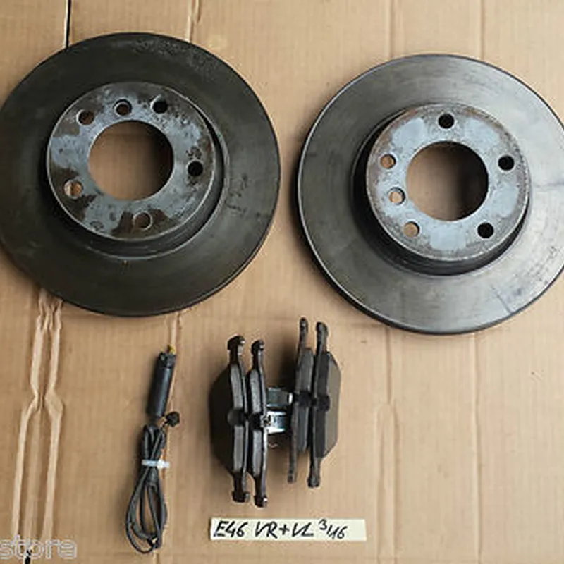 BMW E36  E46 Bremsscheiben VORNE R+L Bremsbeläge + Brems Verschleiß Anzeige 
