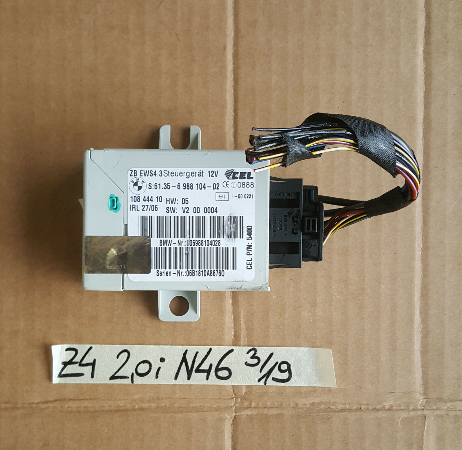 BMW Z4 E85 Motor Steuergerät 7561834 EWS Modul 6988104 + Schlüssel N46 Motor – Bild 2