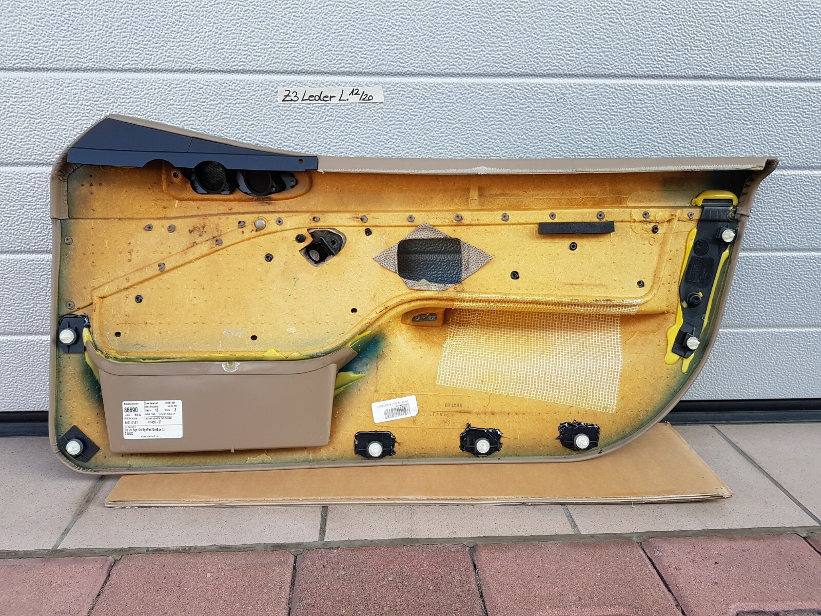 BMW Z3 Roadster Tür Verkleidung Türtafel Tür Pappe Voll Leder + Griff beige – Bild 5