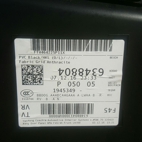 BMW F45 Tür Verkleidung VORNE RECHTS Stoff Grid Anthrazit  Lichtpaket ABHOLUNG  – Bild 4