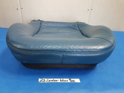 BMW Z3 Roadster Bei Fahrer Sitz Kissen Unterteil Leder blau ohne Sitzheizung  – Bild 3