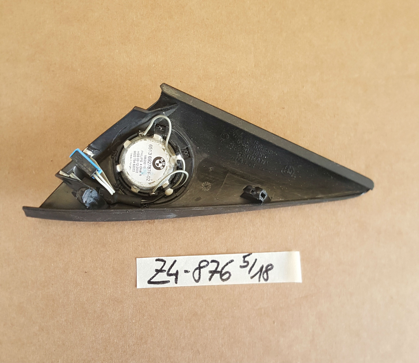 BMW Z4 E85 Hochton Lautsprecher rechts 6927876 + Verkleidung Eckblende  – Bild 2