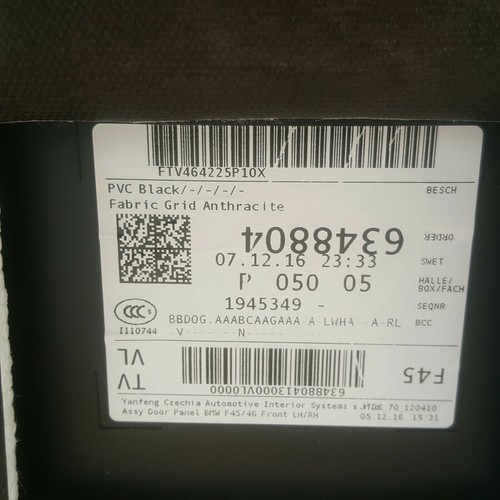 BMW F45 Tür Verkleidung VORNE LINKS Stoff Grid Anthrazit  Lichtpaket ABHOLUNG  – Bild 6