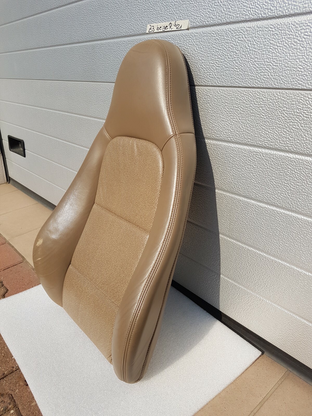 BMW Z3 Bei Fahrer Sitz Oberteil Leder beige Rücken Lehne Polster Teil + Bezug 