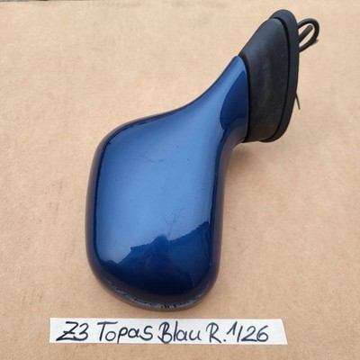 BMW Z3 Roadster Seiten Außen Spiegel Gehäuse Glas Motor RECHTS Topas Blau  – Bild 3