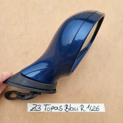 BMW Z3 Roadster Seiten Außen Spiegel Gehäuse Glas Motor RECHTS Topas Blau  – Bild 6