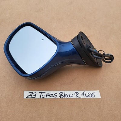 BMW Z3 Roadster Seiten Außen Spiegel Gehäuse Glas Motor RECHTS Topas Blau  – Bild 9