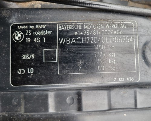 BMW Z3 Roadster Heckstoßstange Stoßfänger HINTEN Heckschürze Schwarz ABHOLUNG