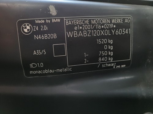 BMW  Z4 E85 E86 Seiten Außen Spiegel rechts ODER links Monaco blau A35 ABHOLUNG