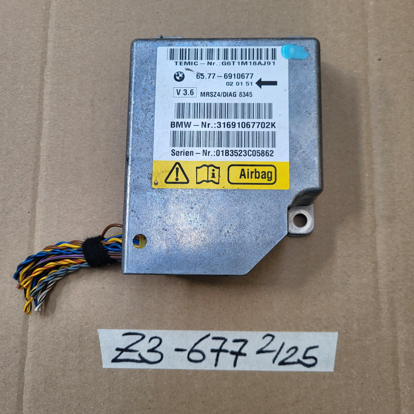 BMW Z3 Roadster Facelift Steuergerät Airbag Sensor AB Modul 6910677 ABHOLUNG  – Bild 1