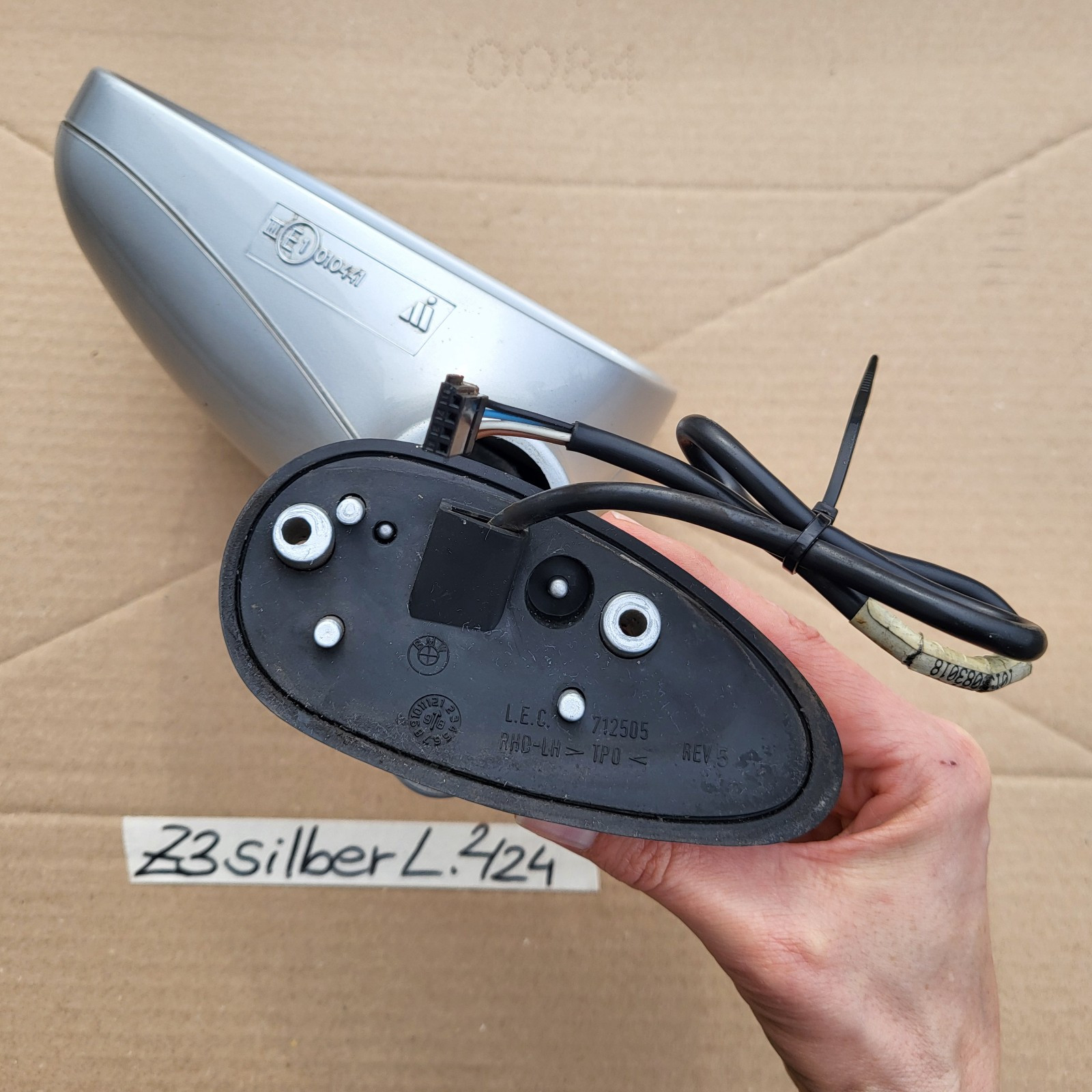 BMW Z3 Roadster Seiten Außen Spiegel Glas + Motor LINKS Titan Silber Metallic 