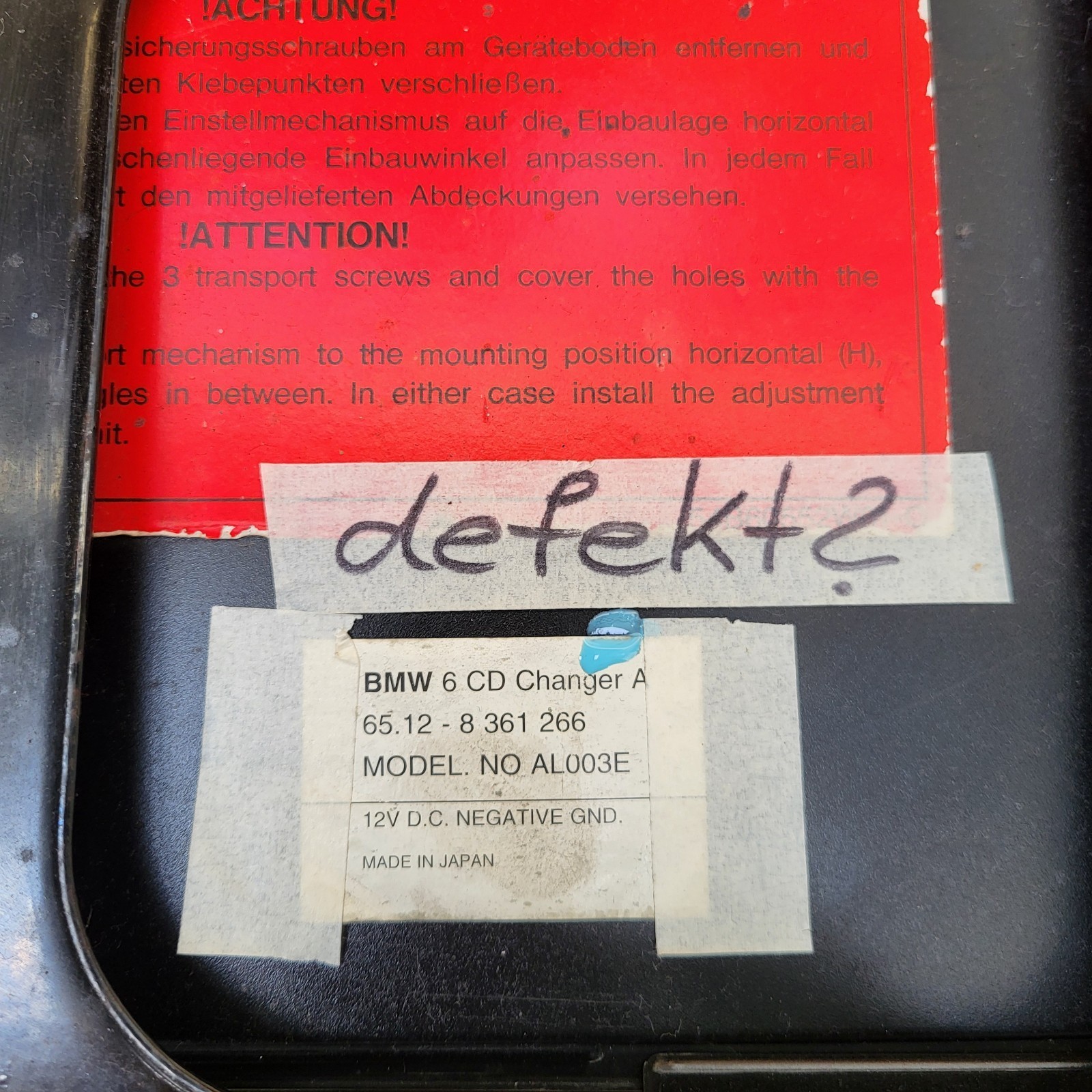 BMW Z3 Roadster Coupe CD Wechsler 8360284 + 6 Fach Magazin Changer DEFEKT – Bild 2