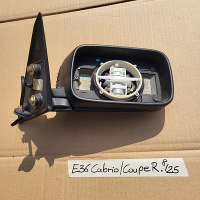 BMW E36 Cabrio Coupe Außen Seiten Spiegel Schwarz + Motor OHNE Spiegelglas – Bild 2