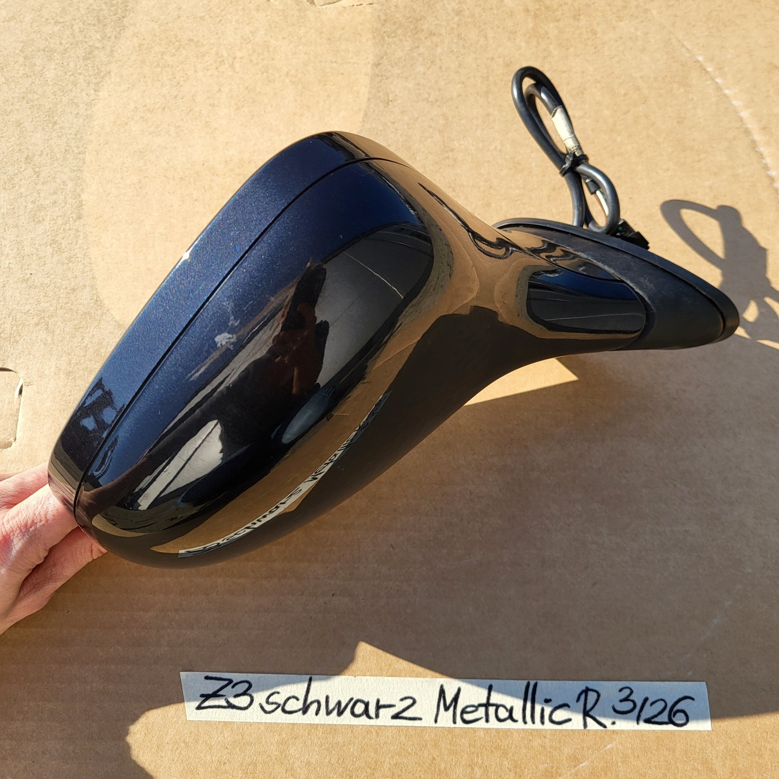 BMW Z3 Roadster + Coupe Seiten Außen Spiegel Glas Motor RECHTS Schwarz Metallic