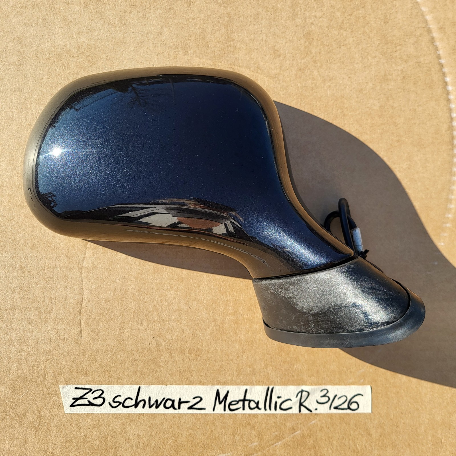 BMW Z3 Roadster + Coupe Seiten Außen Spiegel Glas Motor RECHTS Schwarz Metallic