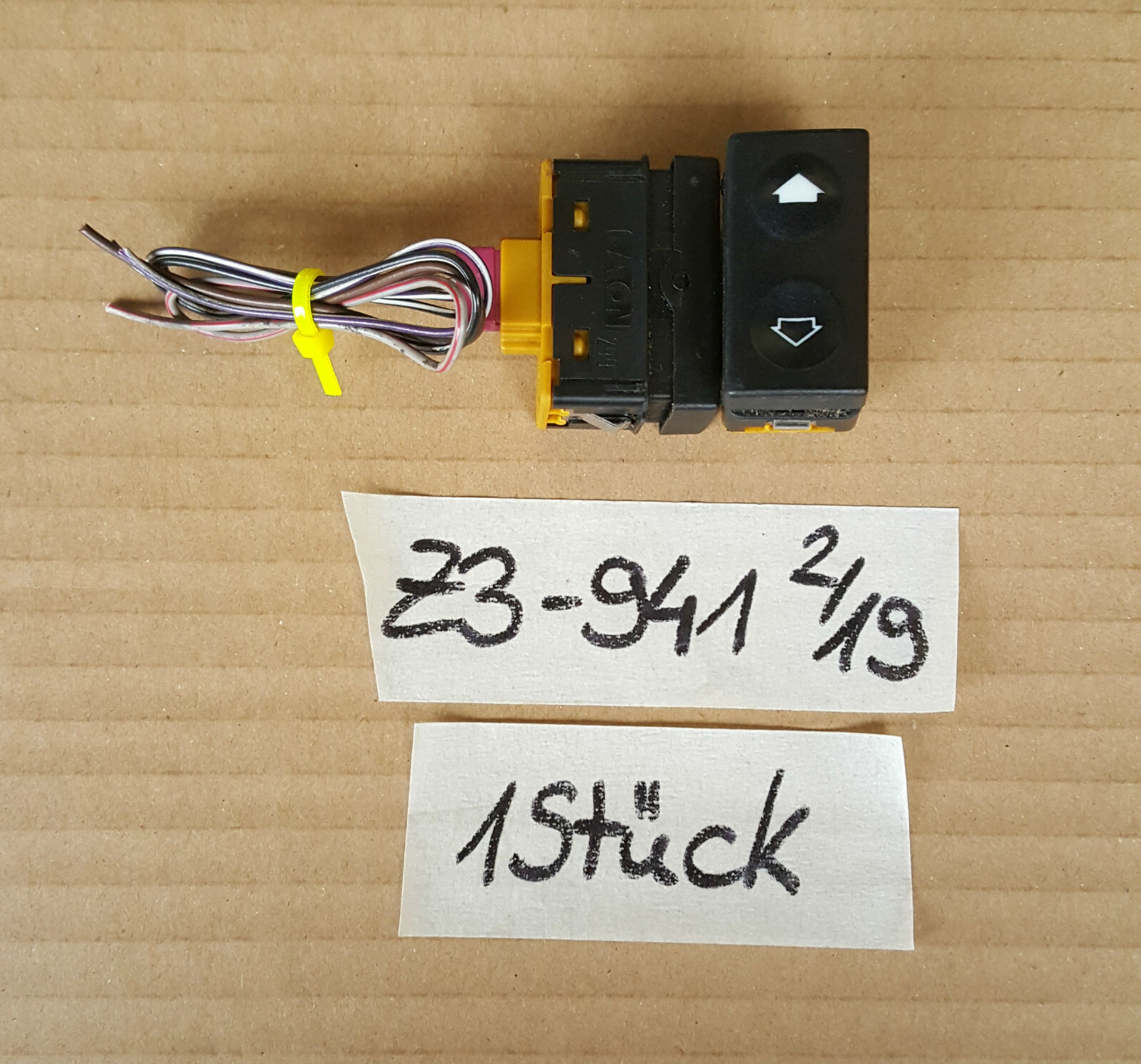 Schalter Fensterheber BMW E36 + Z3 FeHe Schalter mit Kabel Stecker gelb 8368941