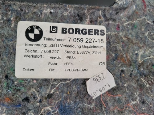 BMW E90 Kofferraum Verkleidung Gepäckraum Abdeckung LINKS 7059227