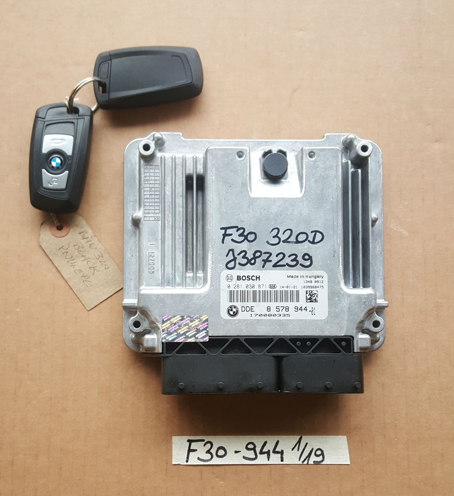 BMW F20 F21 F30 F31  Motorsteuergerät DDE 8578944 mit Schlüssel Chip